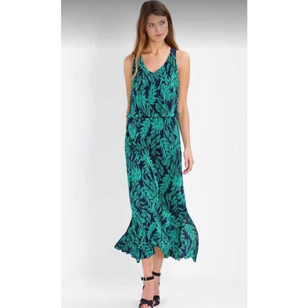NWT Banana Republic New $158 Women Fern Print Layered Pleat Maxi Dress Petite XS